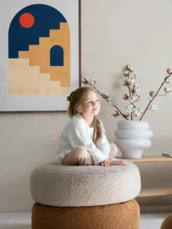 Kinderpoef Sugar uit teddy, Ø 65 cm^Wigiwama Fashion
