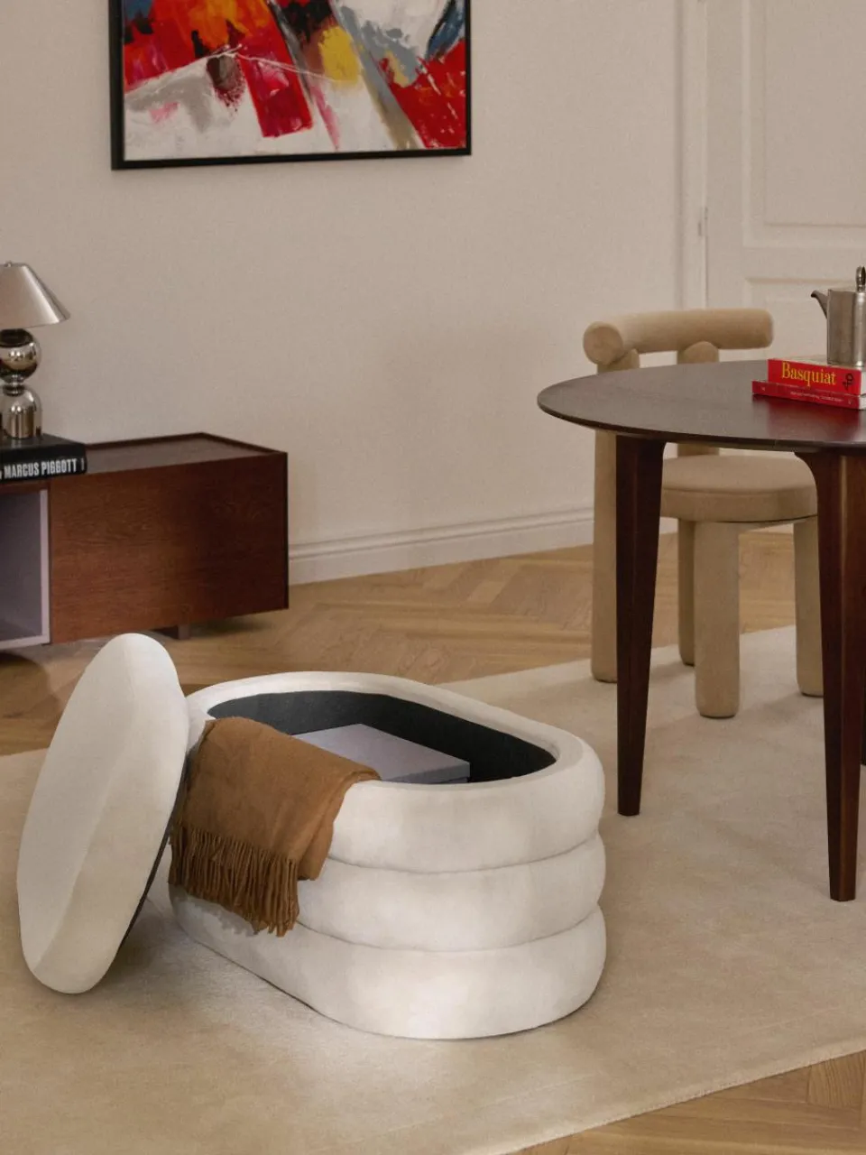 Kleine fluwelen bank Alto met opbergruimte^Westwing Collection Clearance