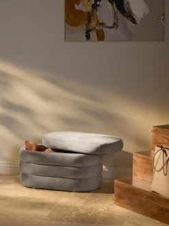Kleine fluwelen bank Alto met opbergruimte^Westwing Collection Best
