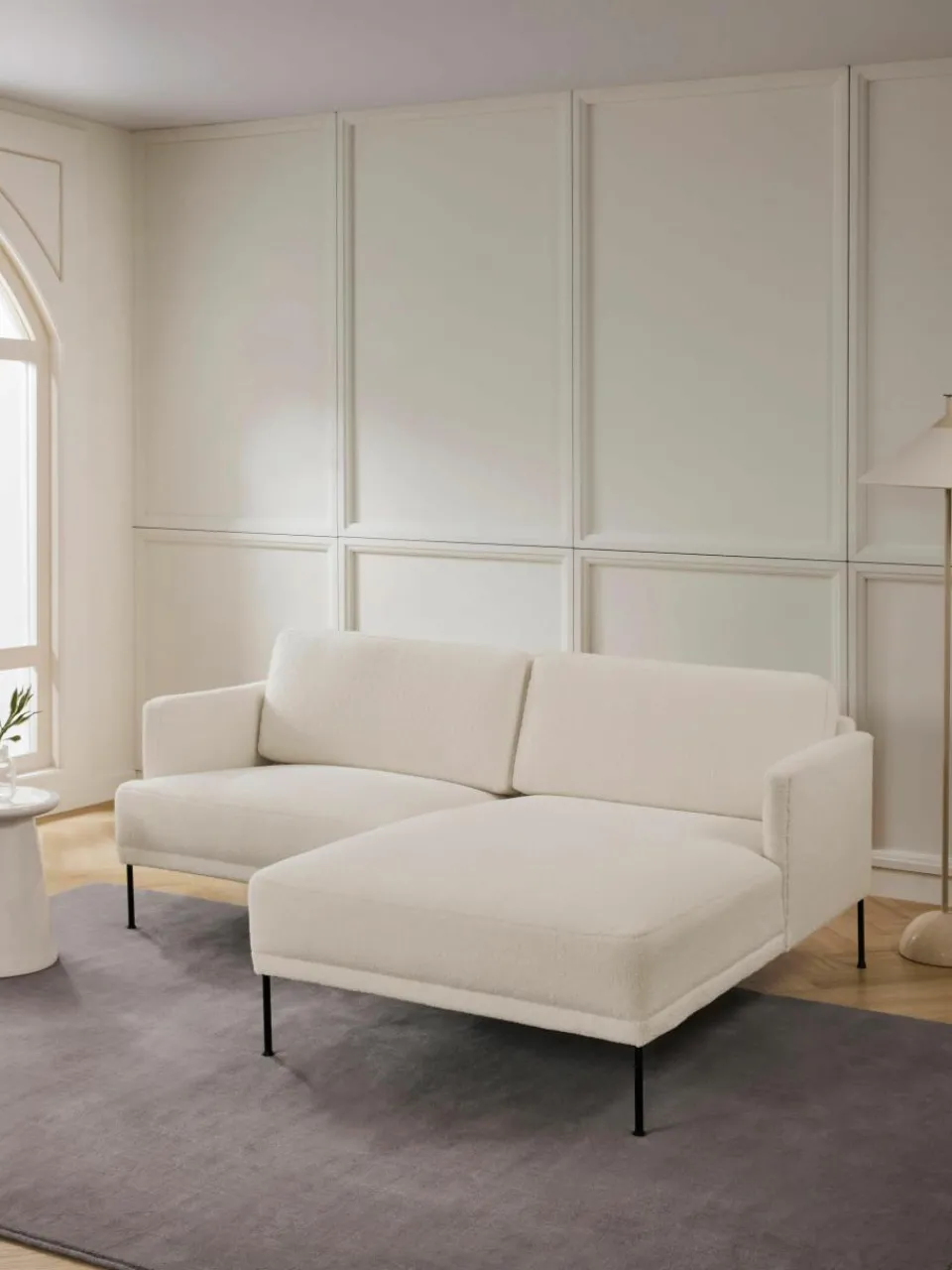 Kleine hoekbank Fluente van teddystof^Westwing Collection New