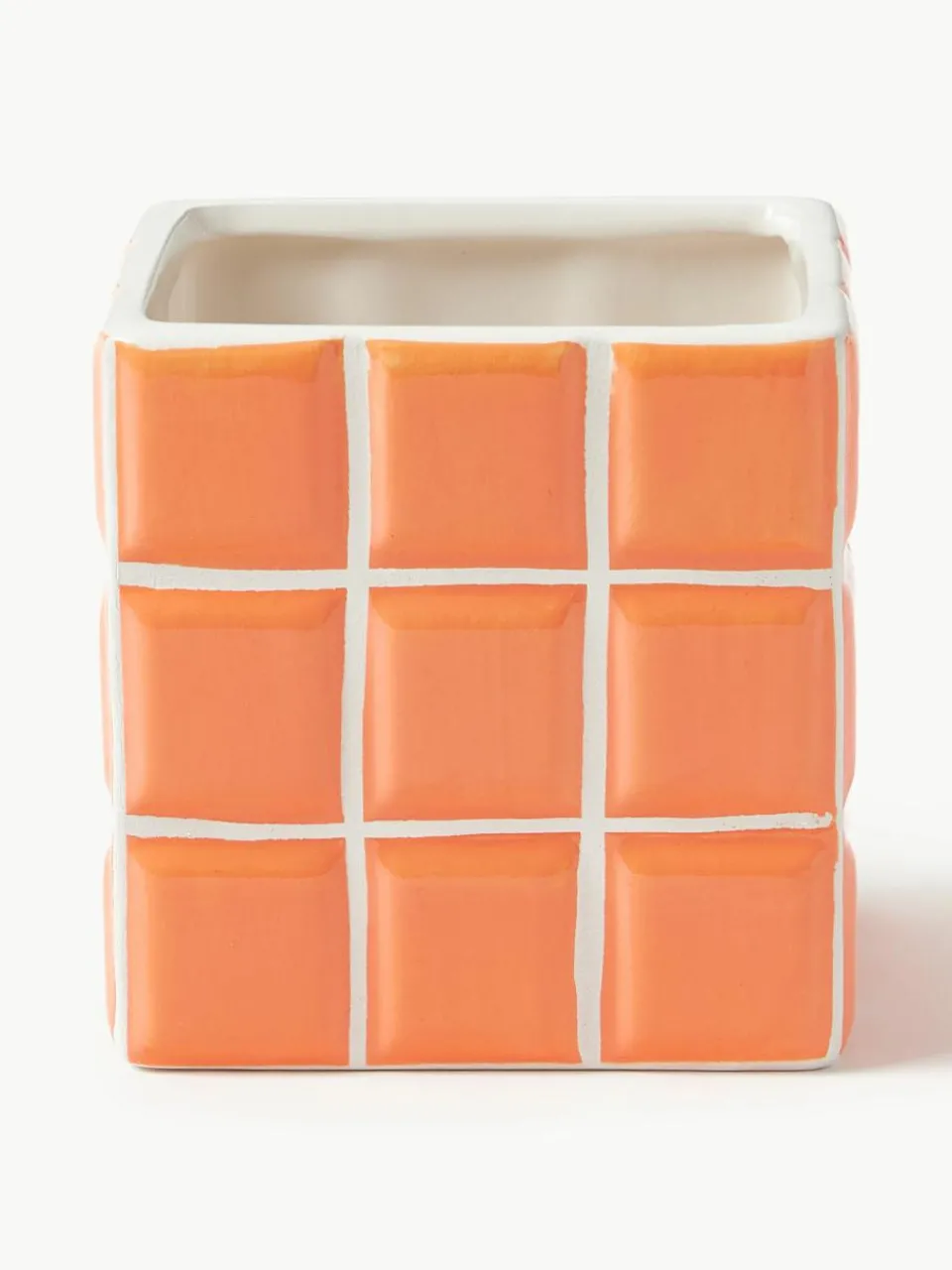 Kleine plantenpot Tile van dolomietsteen met tegellook^&k Amsterdam Clearance