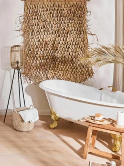 Kleine tripod vloerlamp Woodrow van rotan^Westwing New