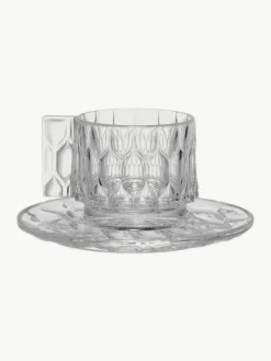 Koffiekopjes met schoteltjes Jellies met structuurpatroon, 4 stuks^Kartell Hot