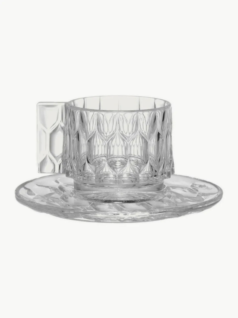 Koffiekopjes met schoteltjes Jellies met structuurpatroon, 4 stuks^Kartell Hot