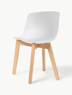Kunststoffen stoelen Dave met houten poten, 2 stuks^Westwing Collection Clearance
