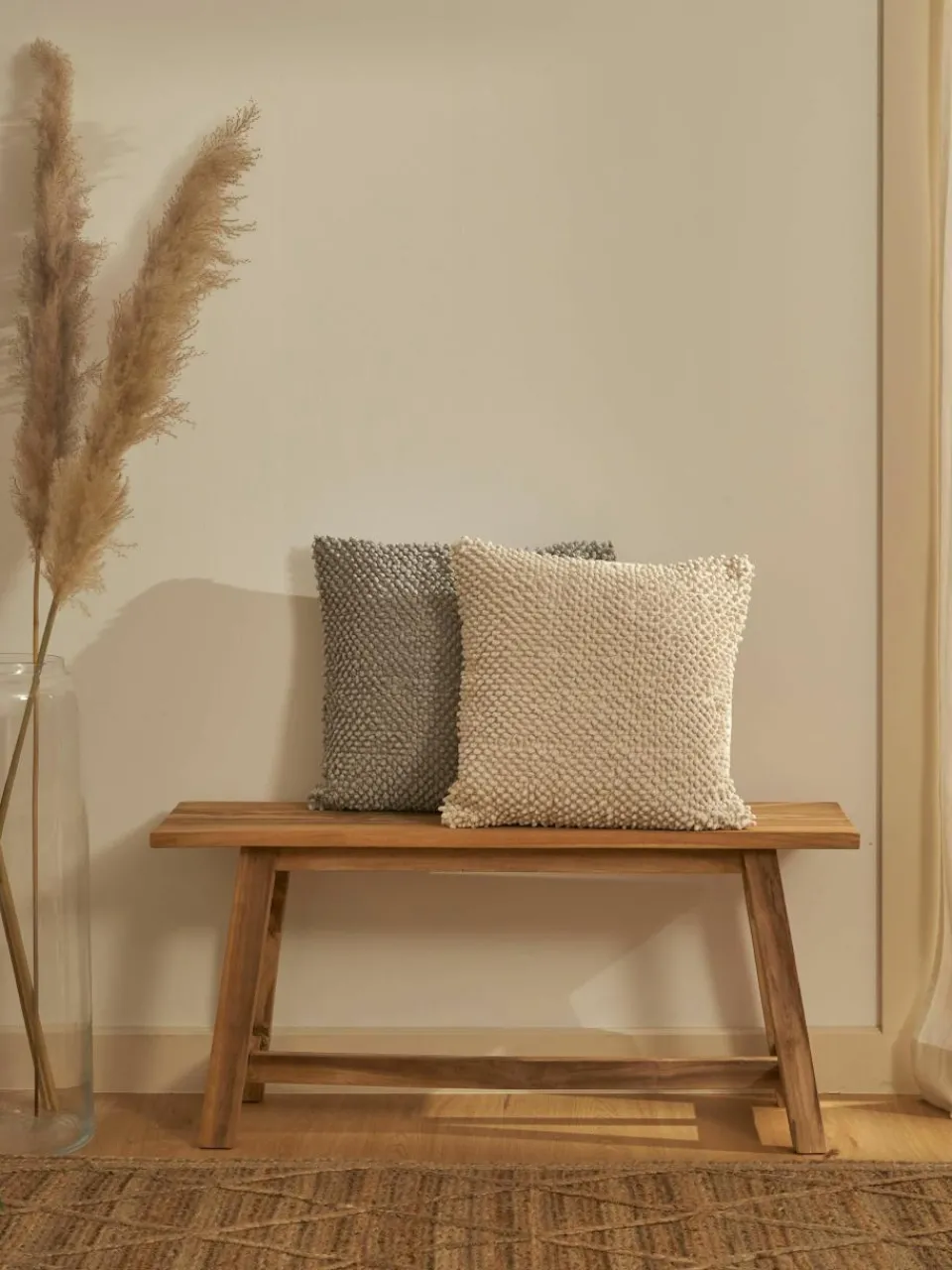 Kussenhoes Indi met gestructureerde oppervlak in crèmewit^Westwing Collection Outlet