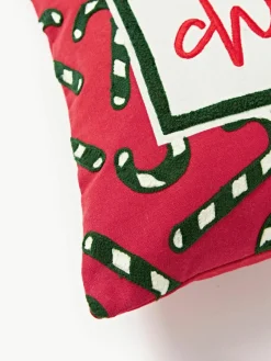 Kussenhoes Whatever met geborduurde tekst^Westwing Collection Hot