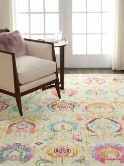 Laagpolig vloerkleed Kashan Vintage met ornamenten^Westwing Clearance