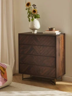 Ladekast Luca van mangohout met visgraat-patroon^Westwing Collection Discount