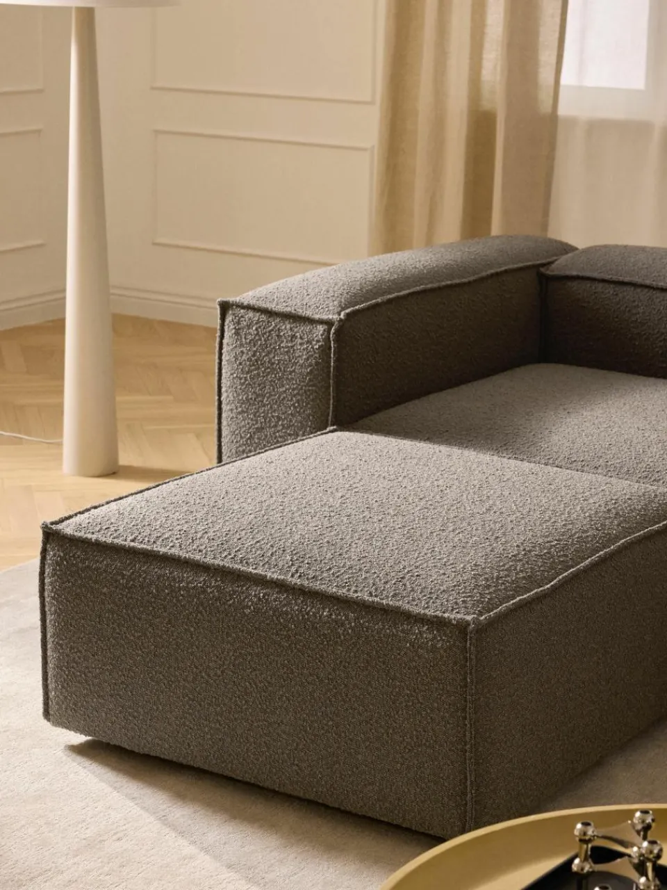 Lennon modulaire bank (4-zits) in bouclé met poef (links/rechts)^Westwing Collection Best