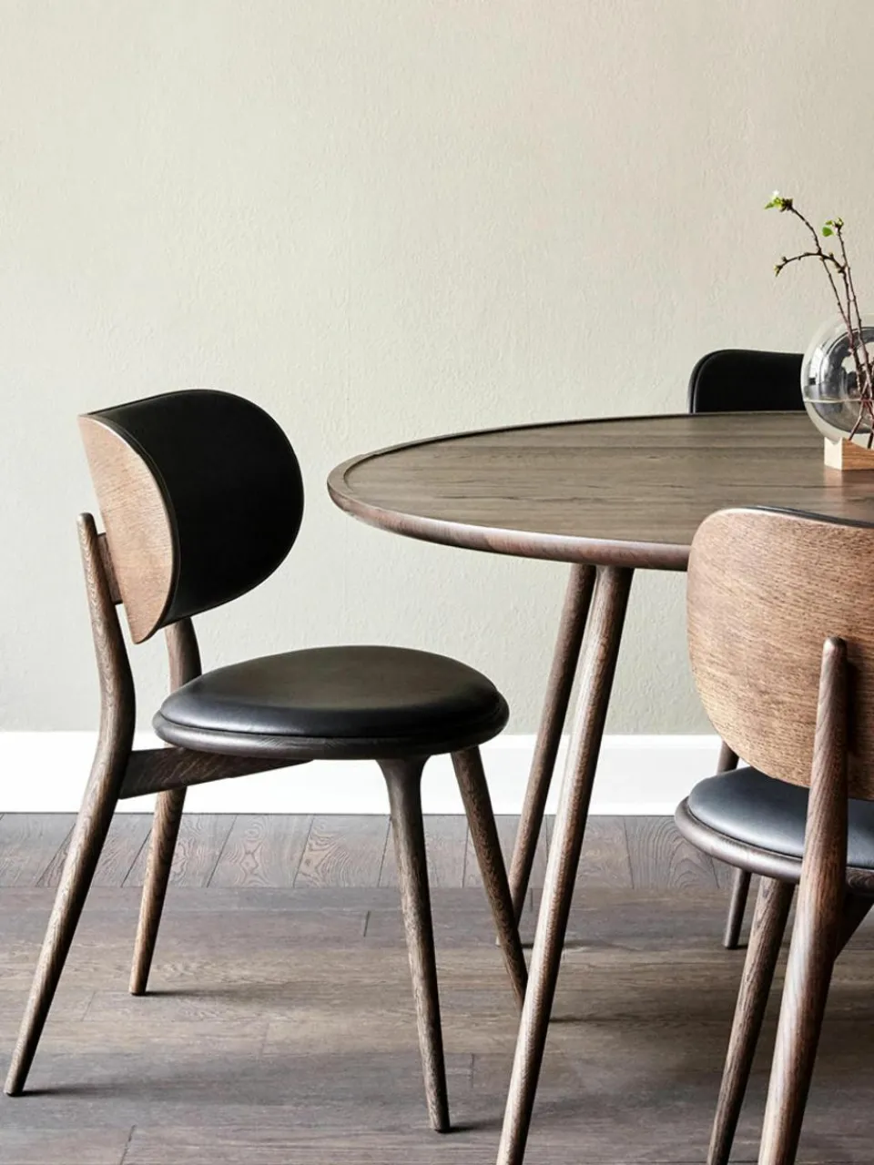 Leren stoel Rocker met houten poten, handgemaakt^Mater Outlet