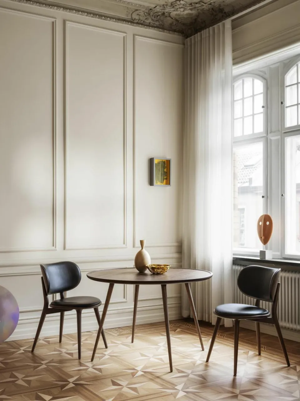 Leren stoel Rocker met houten poten, handgemaakt^Mater Outlet