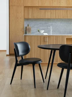 Leren stoel Rocker met houten poten, handgemaakt^Mater Outlet
