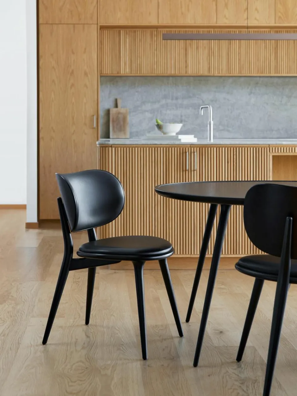 Leren stoel Rocker met houten poten, handgemaakt^Mater Outlet