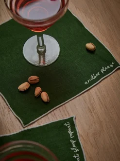 Linnen cocktailservetten Cosmo met borduursel, 4 stuks^Westwing Collection Best