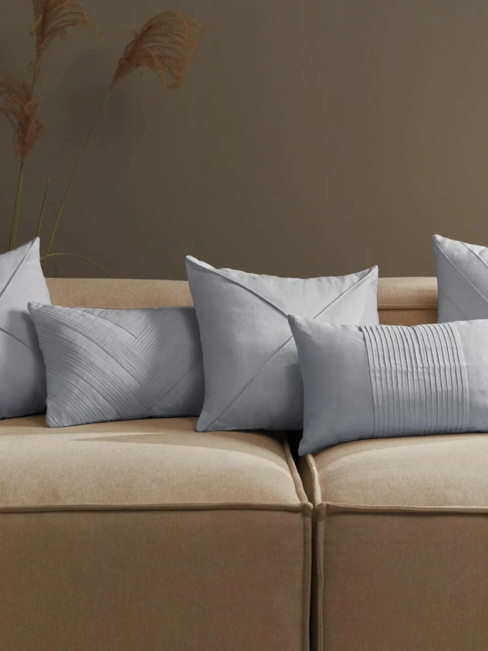 Linnen kussenhoes Dalia met structuurpatroon^Westwing Collection Online