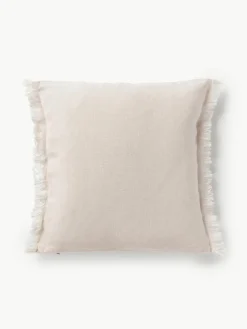 Linnen kussenhoes Luana met franjes^Westwing Collection Hot