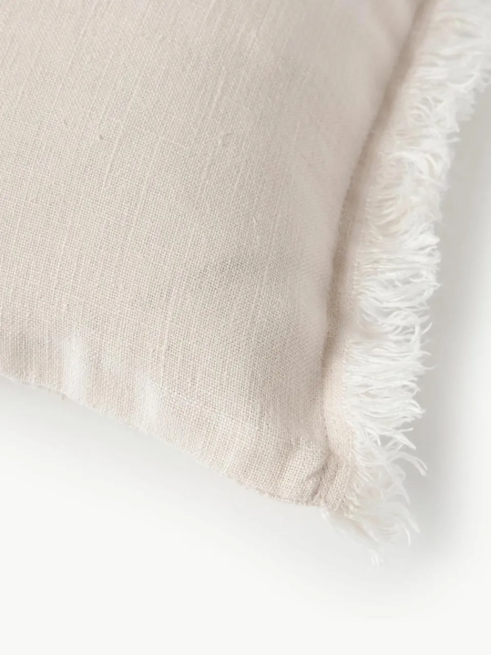 Linnen kussenhoes Luana met franjes^Westwing Collection Hot
