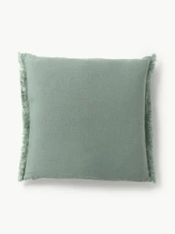 Linnen kussenhoes Luana met franjes^Westwing Collection Best