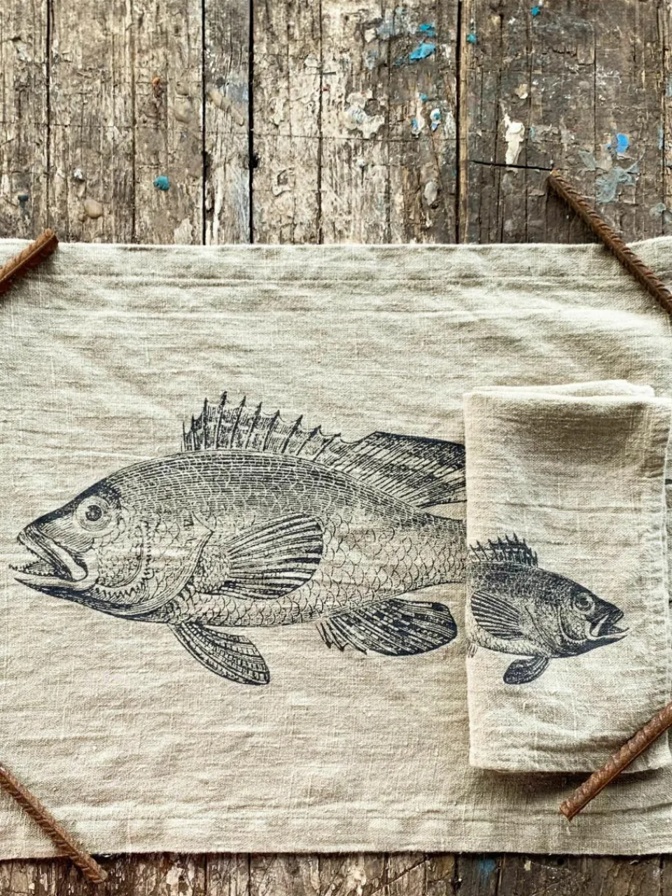 Linnen placemat Barsch, handgedrukt^Frohstoff Clearance