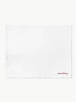 Linnen placemats Alari met borduurwerk, 4 stuks^Westwing Collection New