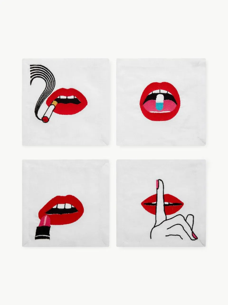 Linnen servetten Lips, set van 4^Jonathan Adler Sale