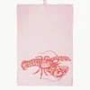 Linnen theedoek Lobster, handgedrukt^Frohstoff Discount
