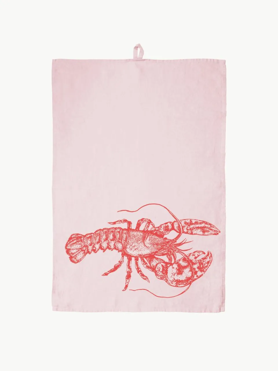Linnen theedoek Lobster, handgedrukt^Frohstoff Discount
