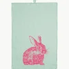 Linnen theedoek Wild Rabbit, handgedrukt^Frohstoff Online