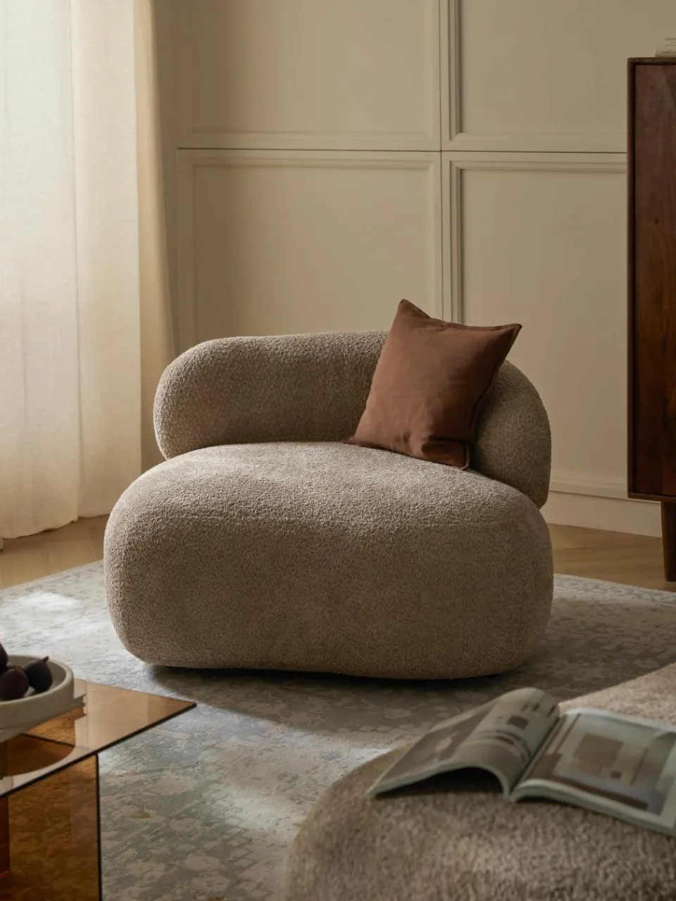 Loungefauteuil Alba van teddy bouclé^Westwing Collection Discount