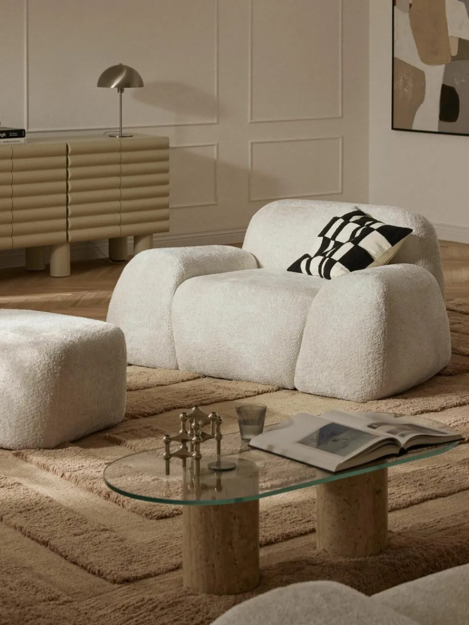 Loungefauteuil Wolke van teddy-bouclé^Westwing Collection Hot