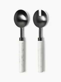 Mat geborstelde saladebestek Agata met marmeren handvat^Westwing Collection Hot