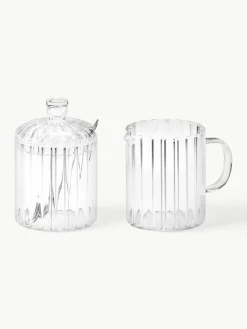 Melkkan en suikerpotset Brilia van glas, set van 3^ANDREA HOUSE Best