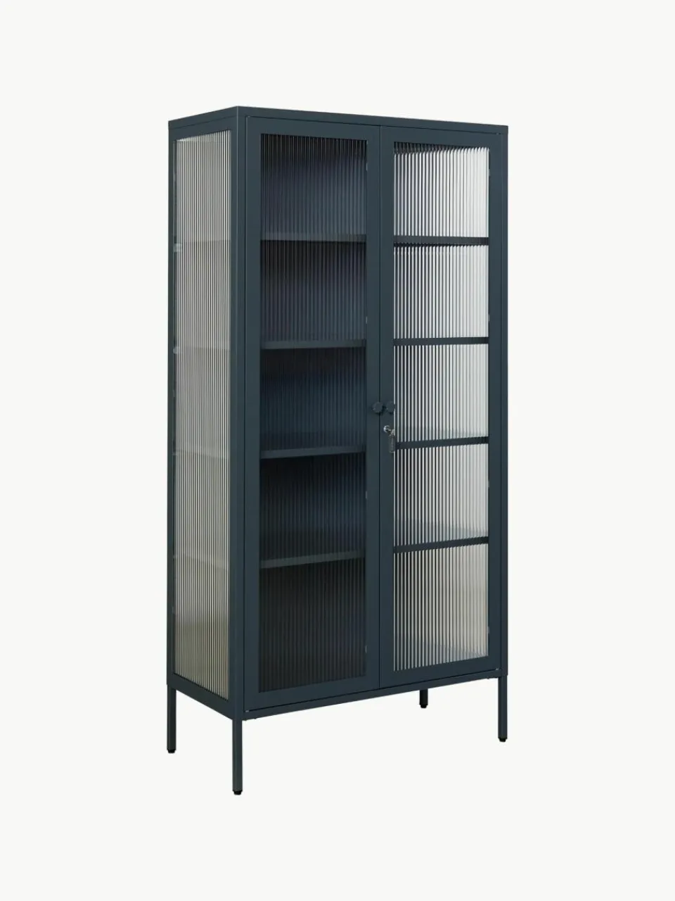 Metalen vitrinekast The Collector met geribbeld glas^Mustard Made Sale