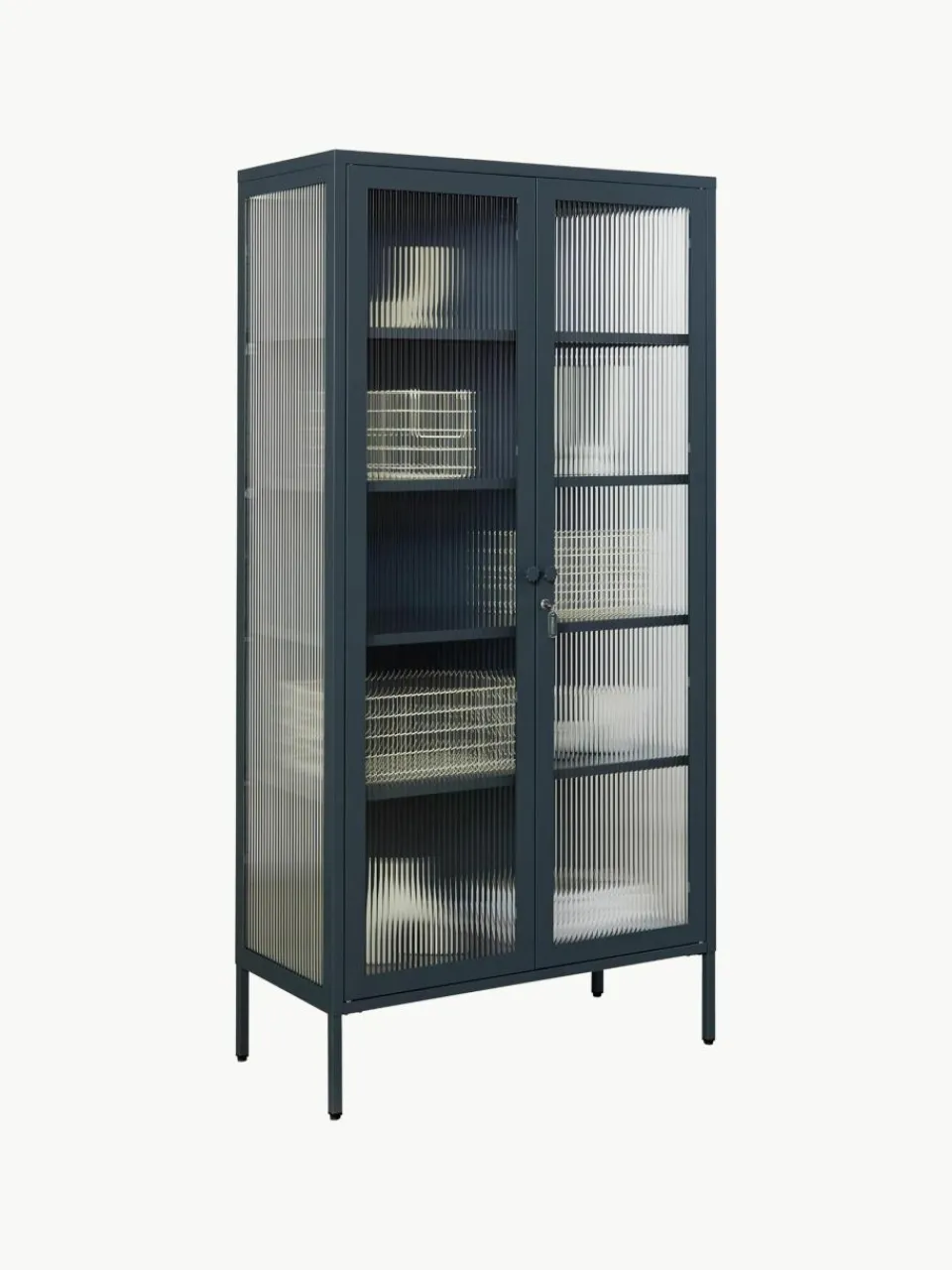 Metalen vitrinekast The Collector met geribbeld glas^Mustard Made Sale