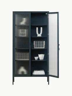 Metalen vitrinekast The Collector met geribbeld glas^Mustard Made Sale
