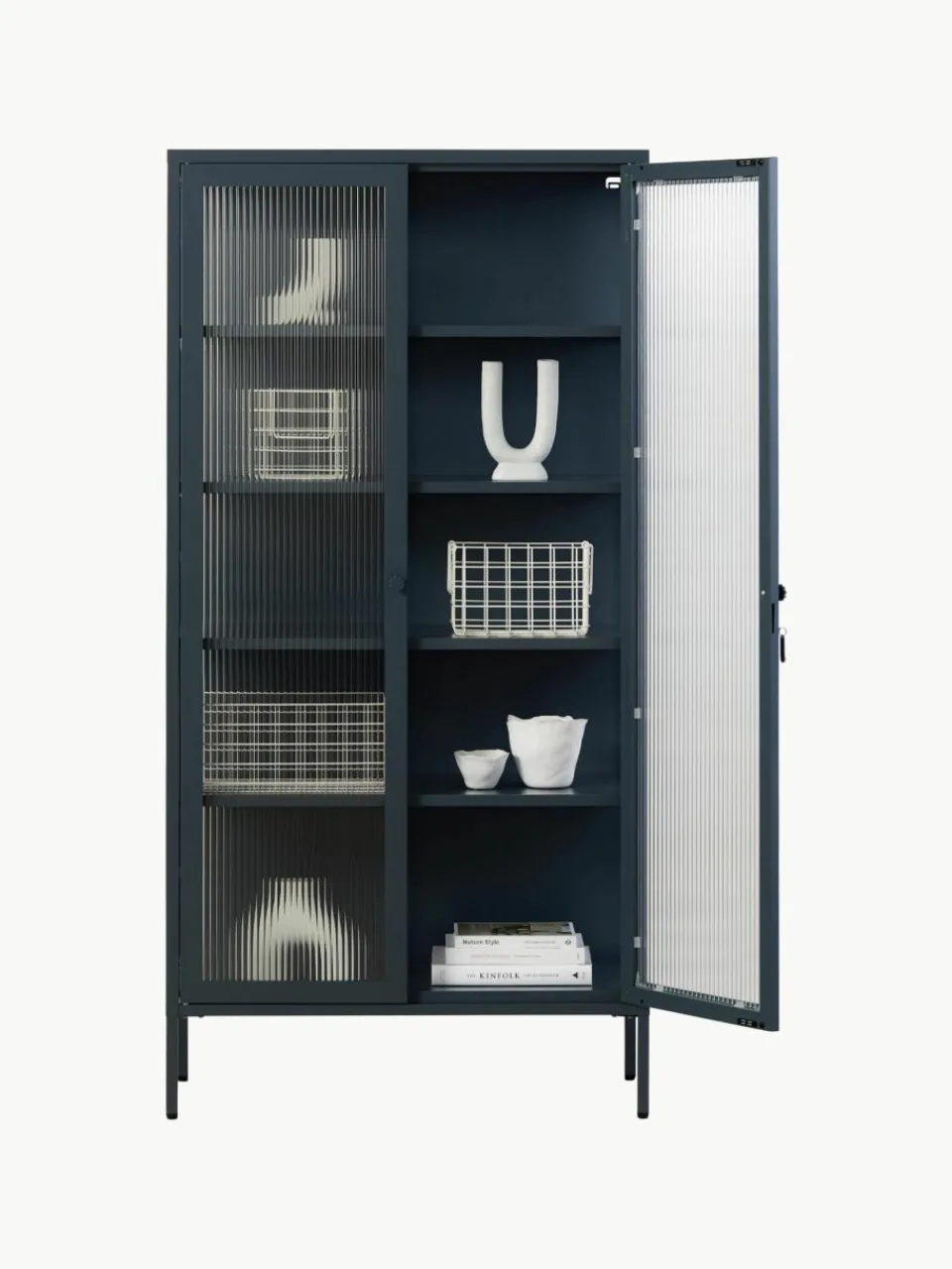 Metalen vitrinekast The Collector met geribbeld glas^Mustard Made Sale