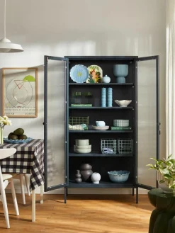 Metalen vitrinekast The Collector met geribbeld glas^Mustard Made Sale