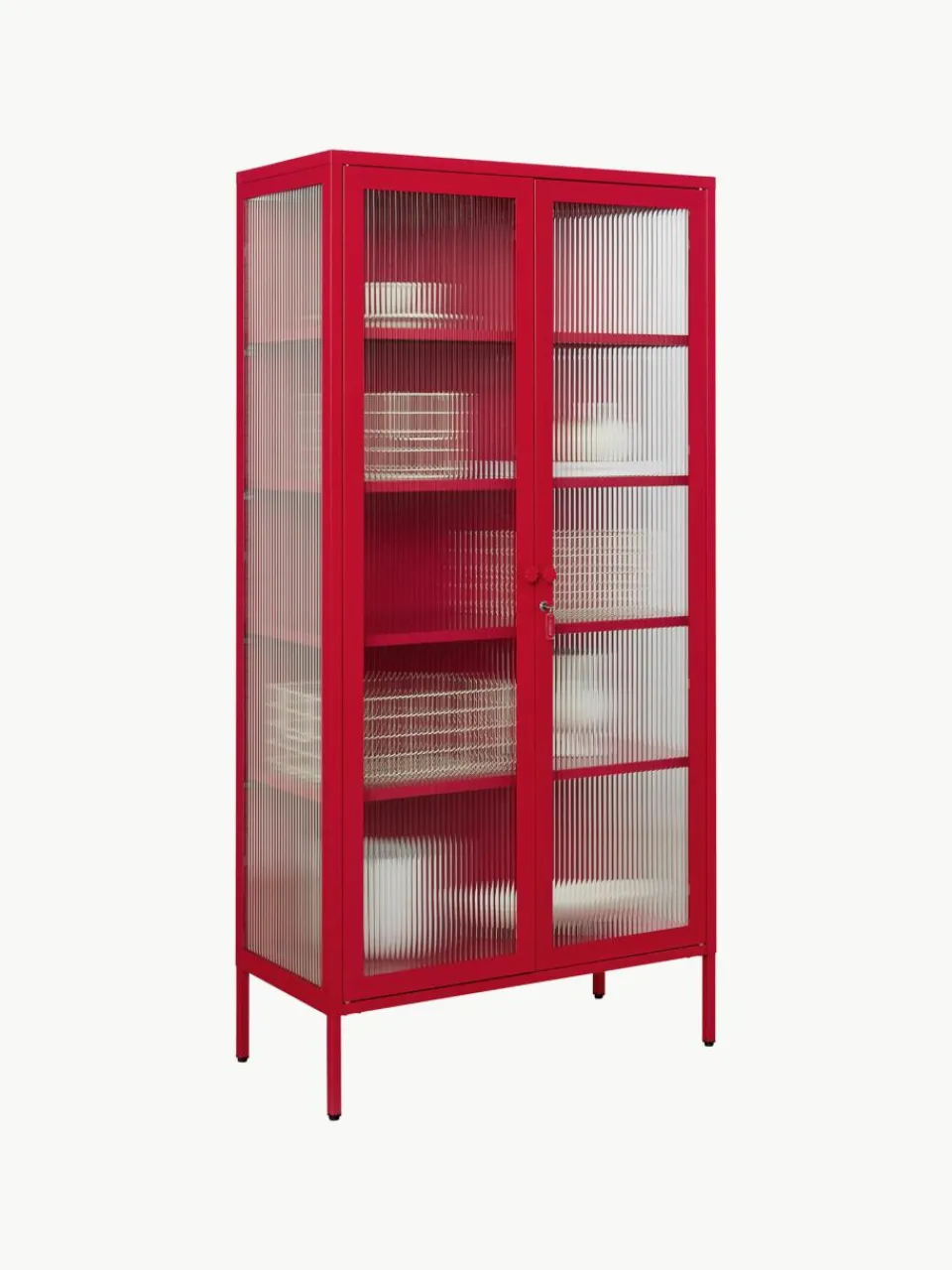 Metalen vitrinekast The Collector met geribbeld glas^Mustard Made Clearance