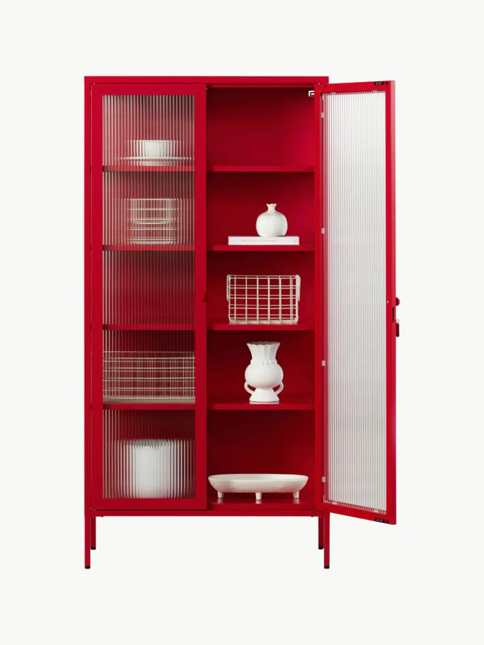 Metalen vitrinekast The Collector met geribbeld glas^Mustard Made Clearance