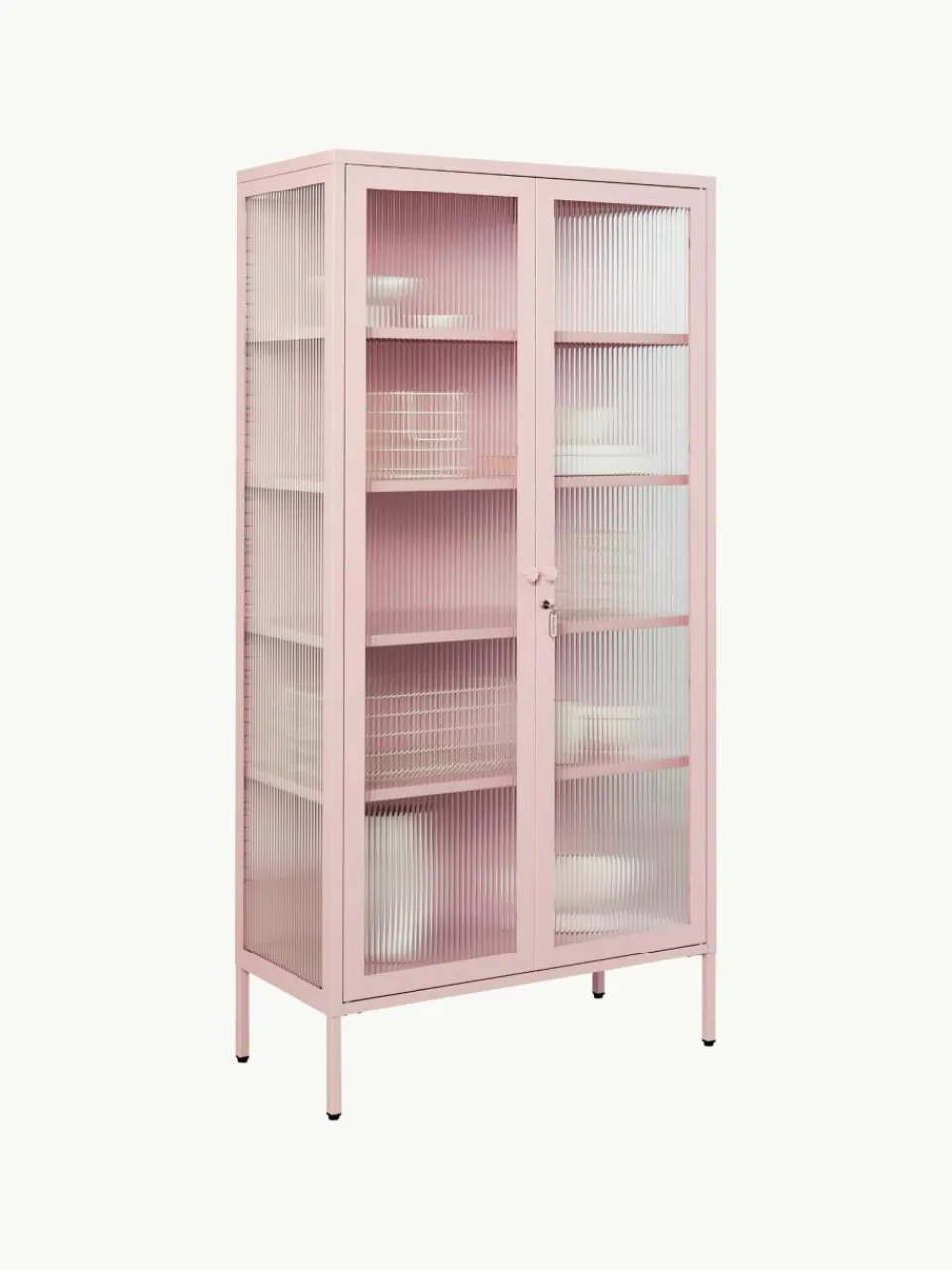 Metalen vitrinekast The Collector met geribbeld glas^Mustard Made Clearance