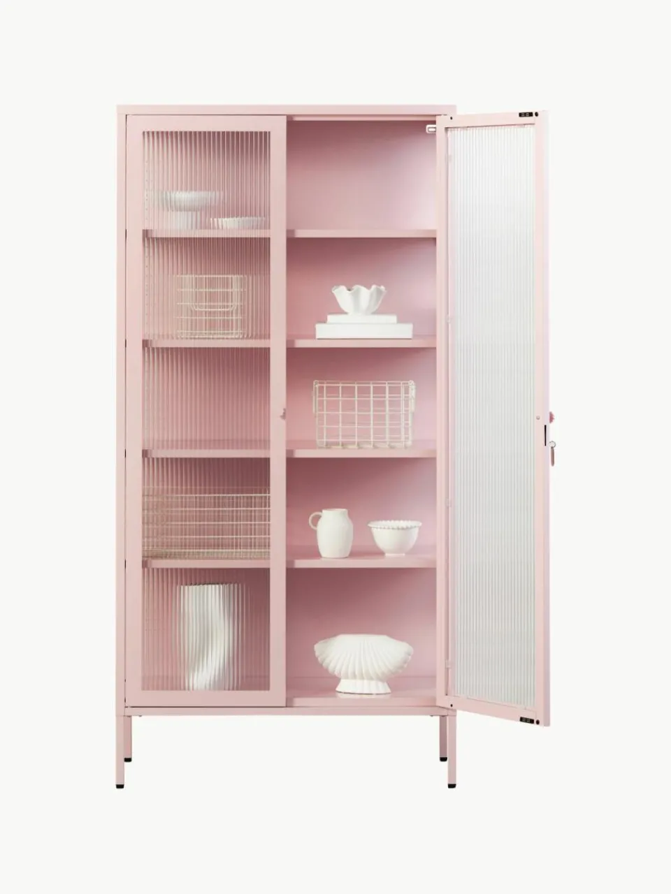 Metalen vitrinekast The Collector met geribbeld glas^Mustard Made Clearance