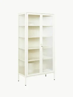 Metalen vitrinekast The Collector met geribbeld glas^Mustard Made Hot