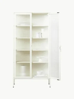 Metalen vitrinekast The Collector met geribbeld glas^Mustard Made Hot