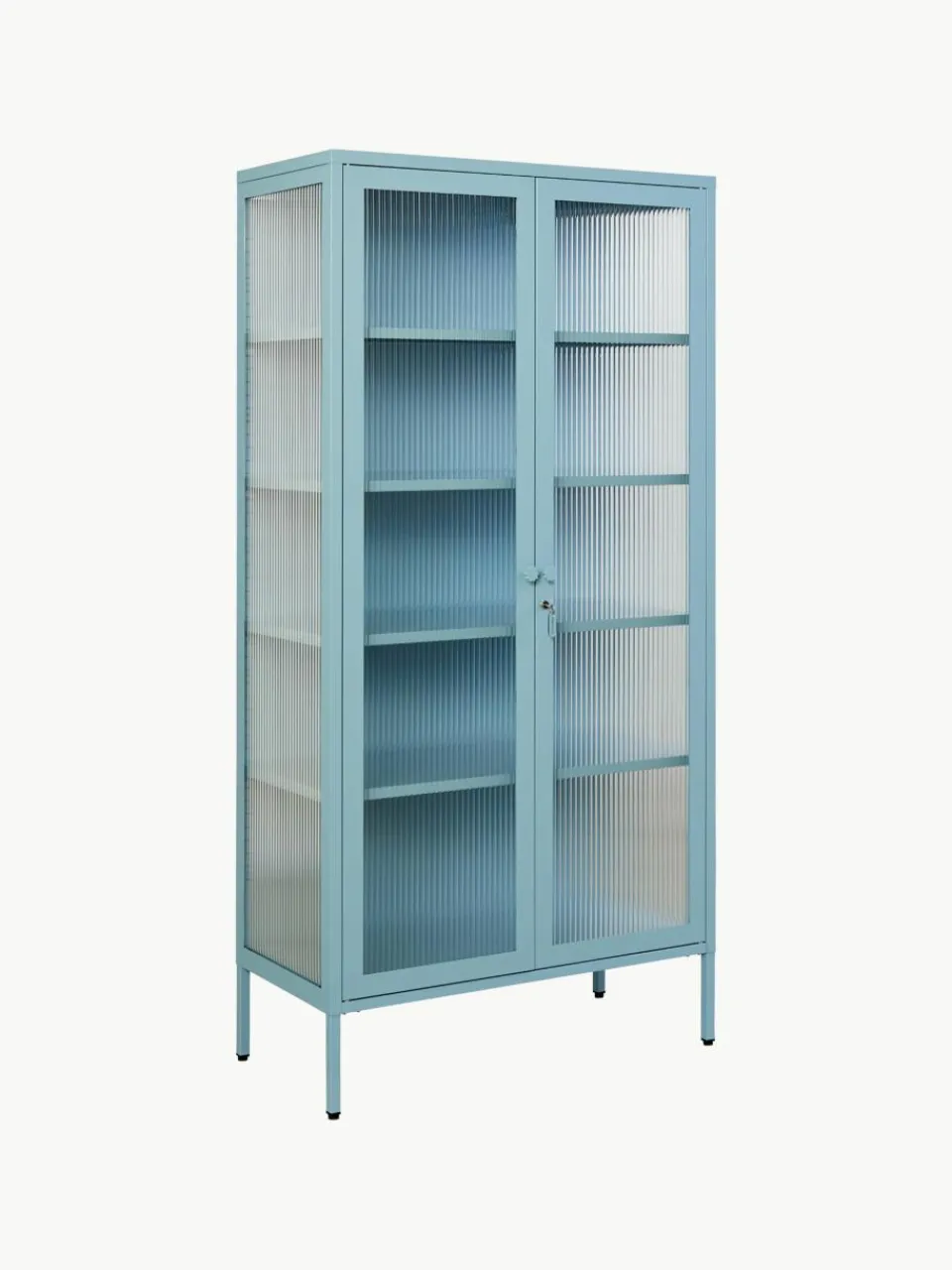 Metalen vitrinekast The Collector met geribbeld glas^Mustard Made Sale