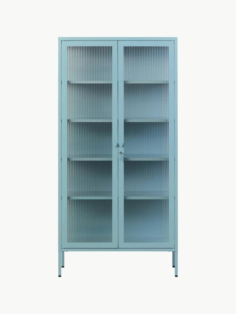 Metalen vitrinekast The Collector met geribbeld glas^Mustard Made Sale