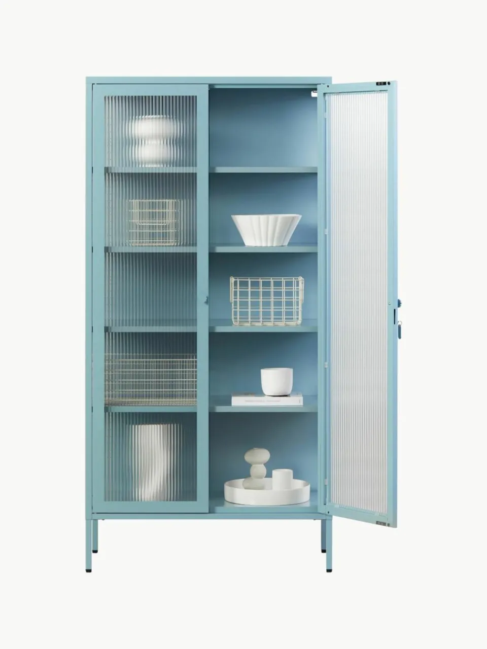 Metalen vitrinekast The Collector met geribbeld glas^Mustard Made Sale