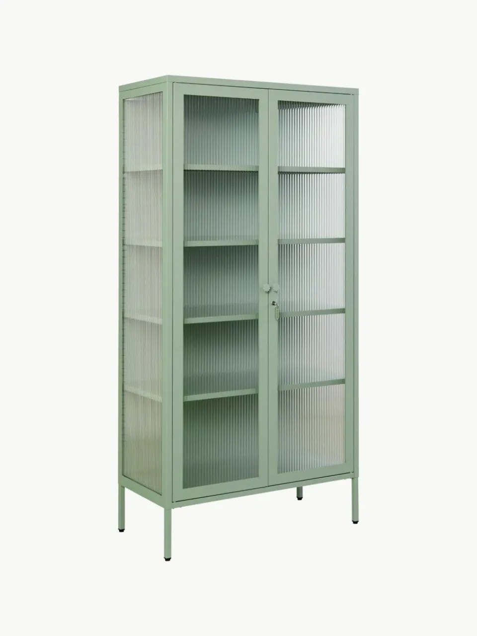Metalen vitrinekast The Collector met geribbeld glas^Mustard Made Online