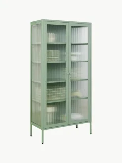 Metalen vitrinekast The Collector met geribbeld glas^Mustard Made Online