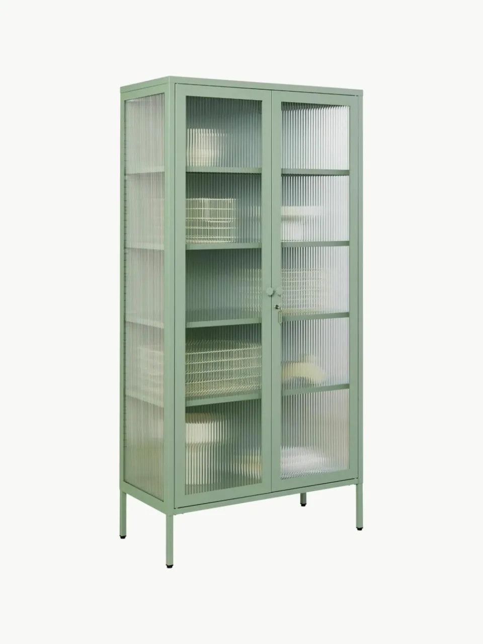 Metalen vitrinekast The Collector met geribbeld glas^Mustard Made Online